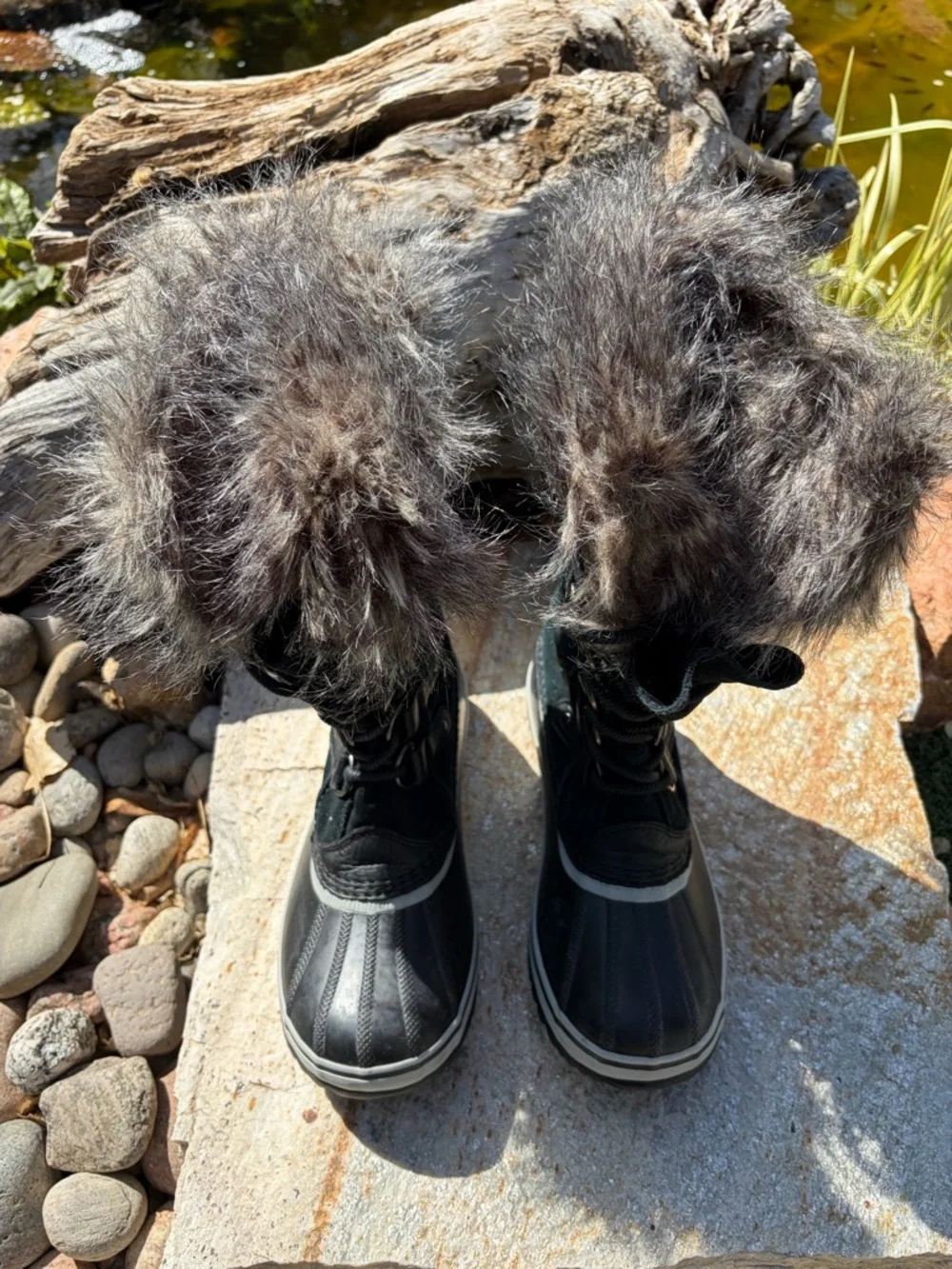 Sorel Joan‎ of Arctic Women's Snow Boots Black Faux Fur Waterproof Size 9